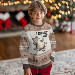 Cat Lover Ugly Christmas Sweater Funny I Do What I Want TS12 Mocha Mousse Print Your Wear