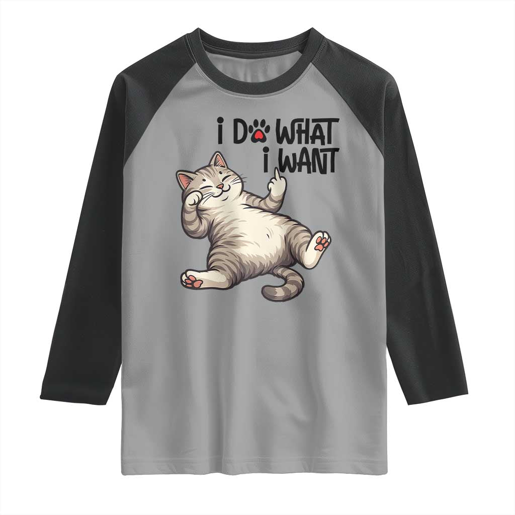 Cat Lover Raglan Shirt Funny I Do What I Want TS12 Sport Gray Black Print Your Wear