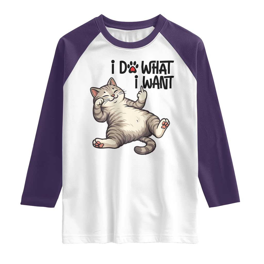 Cat Lover Raglan Shirt Funny I Do What I Want TS12 White Purple Print Your Wear