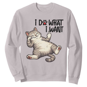 Cat Lover Sweatshirt Funny I Do What I Want TS12 Ice Gray Print Your Wear