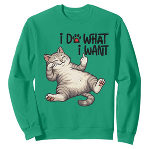 Cat Lover Sweatshirt Funny I Do What I Want TS12 Irish Green Print Your Wear