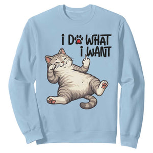 Cat Lover Sweatshirt Funny I Do What I Want TS12 Light Blue Print Your Wear