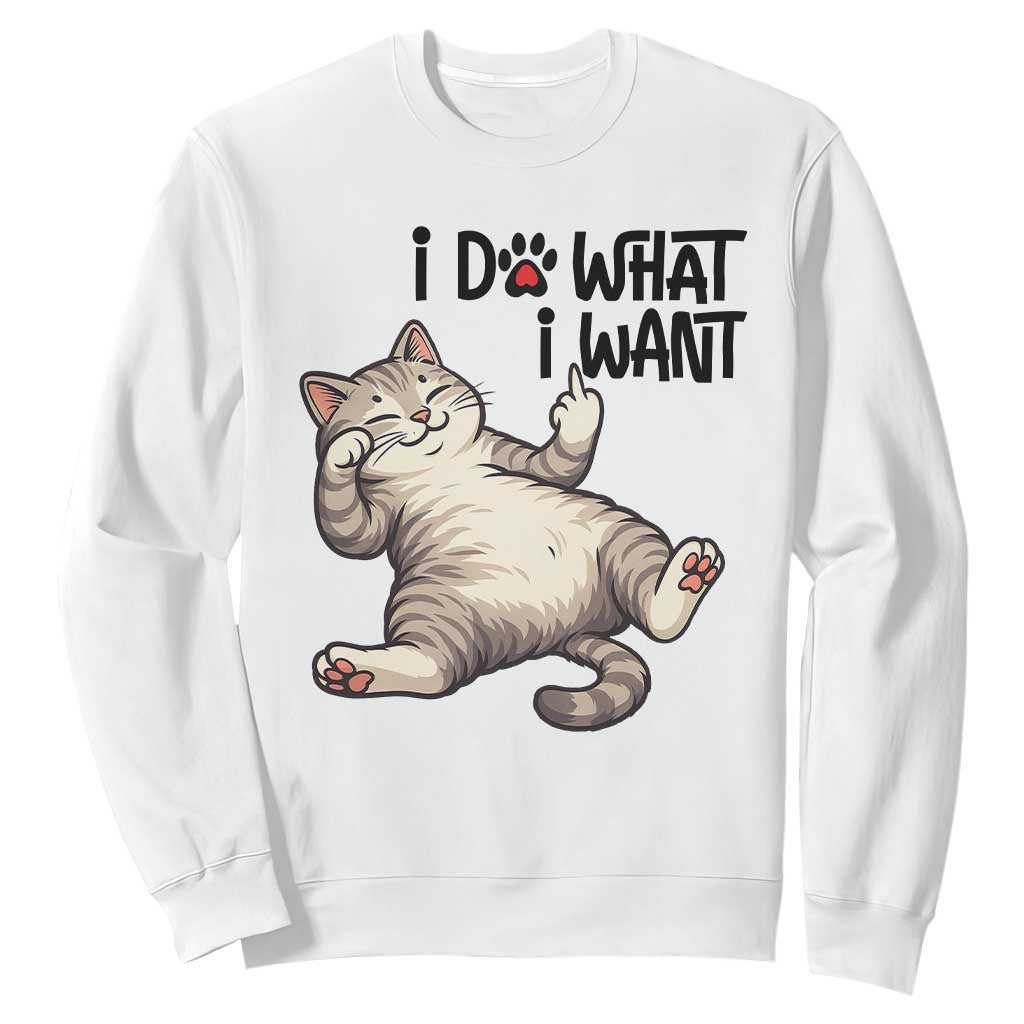 Cat Lover Sweatshirt Funny I Do What I Want TS12 White Print Your Wear
