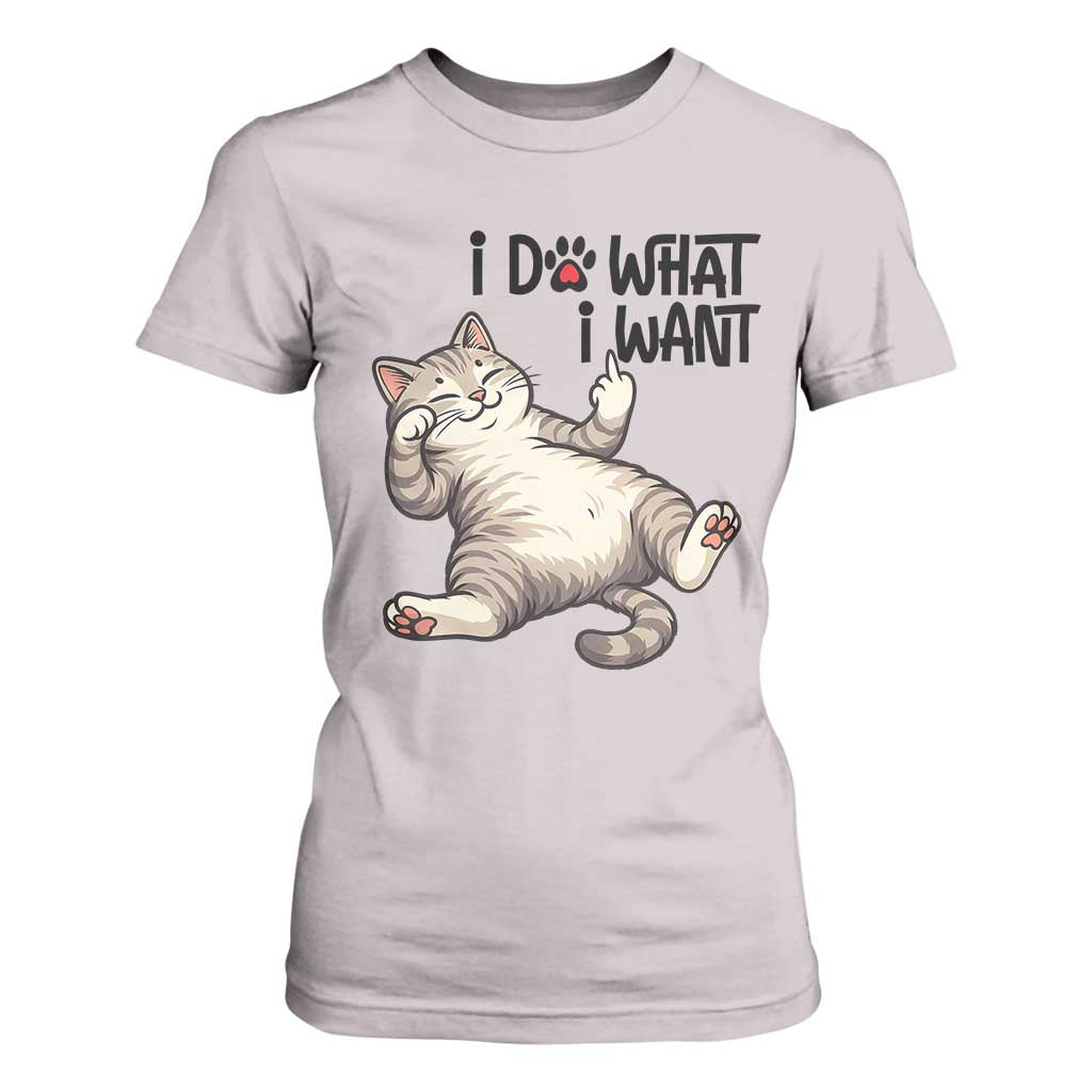 Cat Lover T Shirt For Women Funny I Do What I Want TS12 Ice Gray Print Your Wear