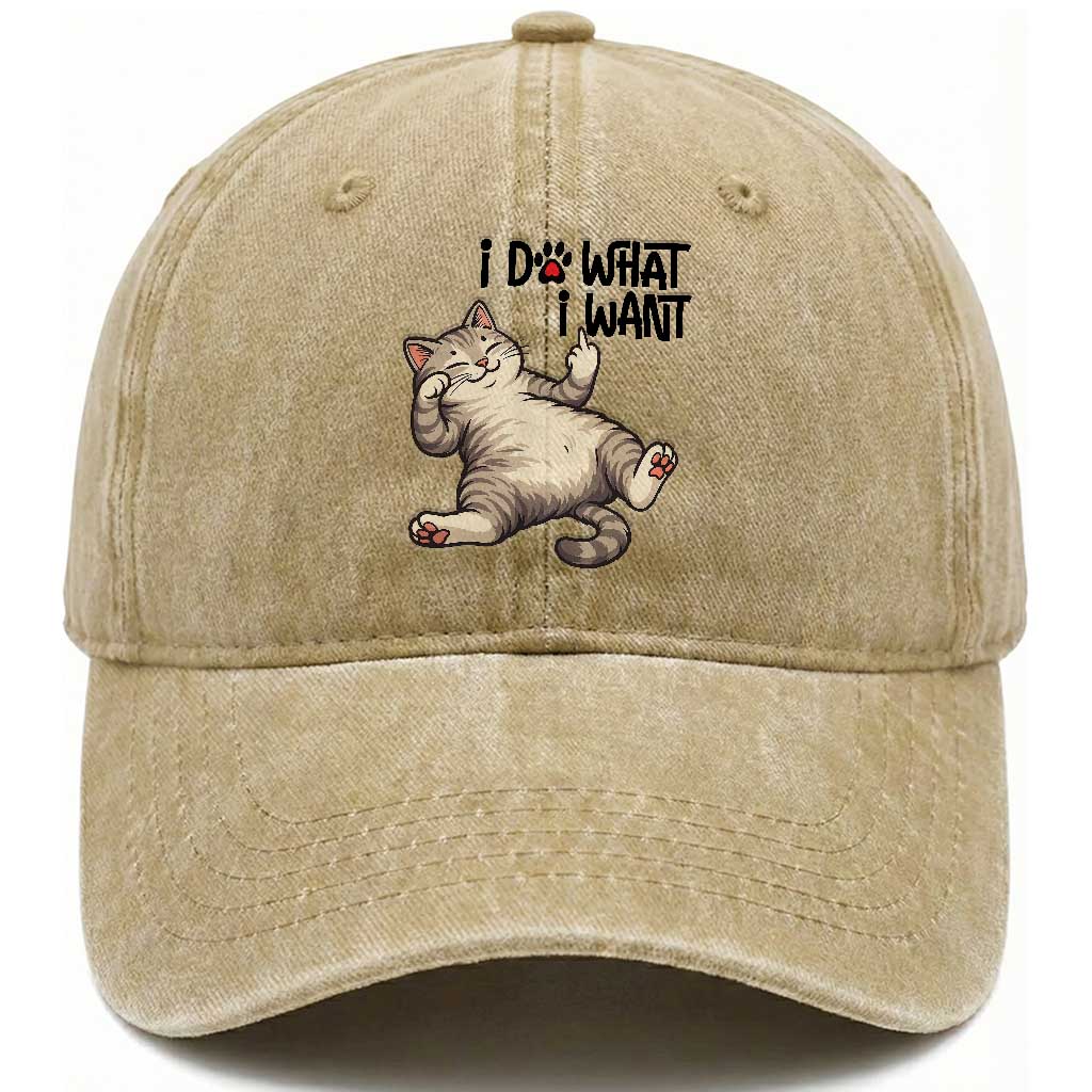 Cat Lover Washed Cotton Baseball Cap Funny I Do What I Want TS12 Print Your Wear