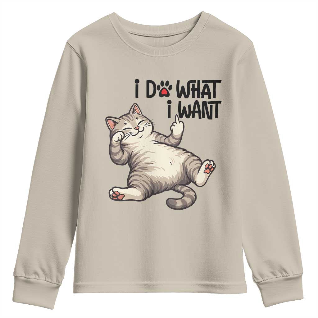 Cat Lover Youth Sweatshirt Funny I Do What I Want TS12 Sand Print Your Wear