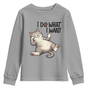 Cat Lover Youth Sweatshirt Funny I Do What I Want TS12 Sport Gray Print Your Wear