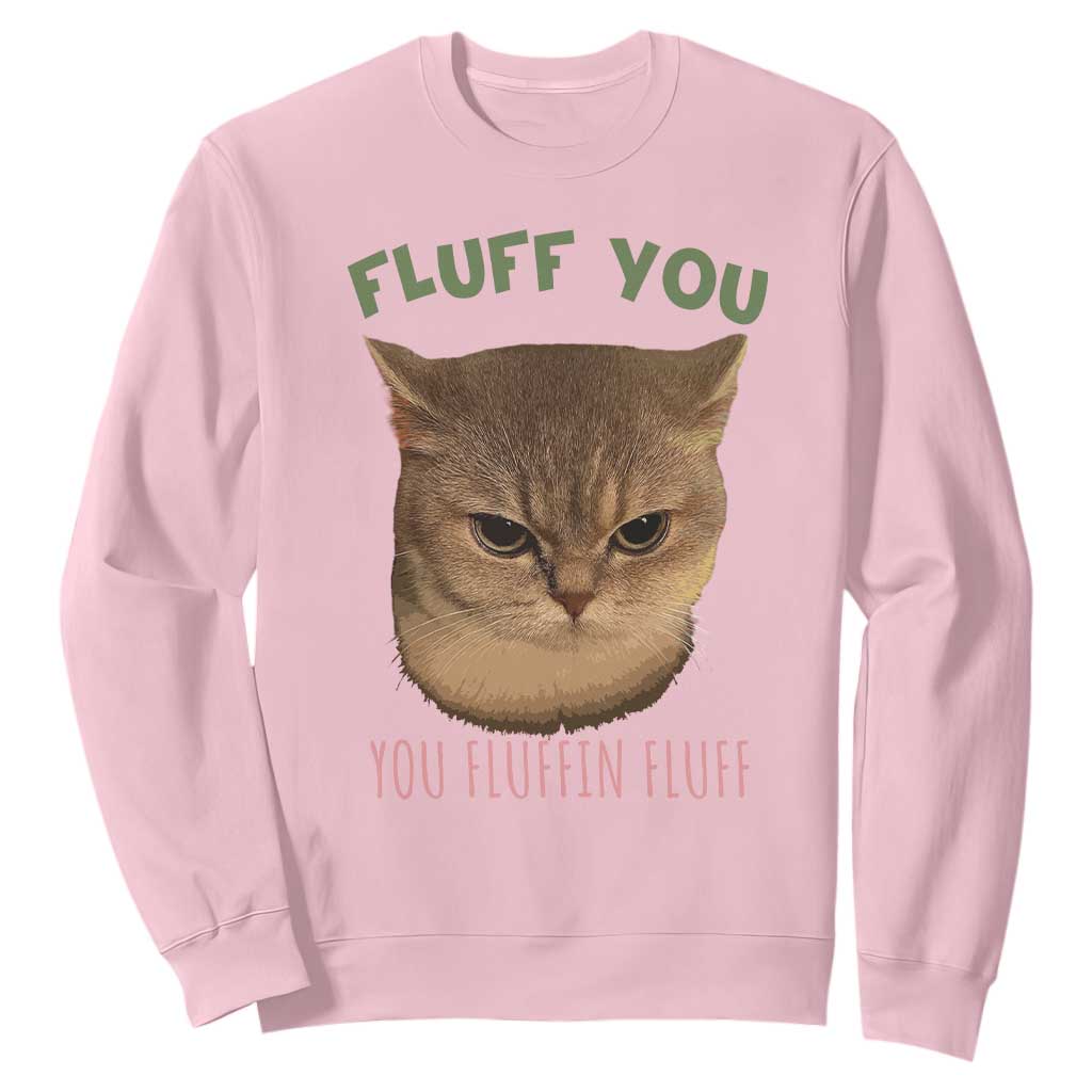 Cat Meme Sweatshirt Funny Fluff You You Fluffin Fluff Cat Lover TS12 Light Pink Print Your Wear
