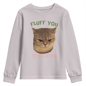 Cat Meme Youth Sweatshirt Funny Fluff You You Fluffin Fluff Cat Lover TS12 Ice Gray Print Your Wear