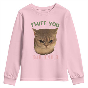 Cat Meme Youth Sweatshirt Funny Fluff You You Fluffin Fluff Cat Lover TS12 Light Pink Print Your Wear