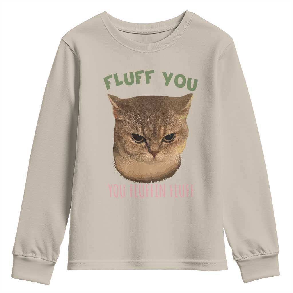Cat Meme Youth Sweatshirt Funny Fluff You You Fluffin Fluff Cat Lover TS12 Sand Print Your Wear