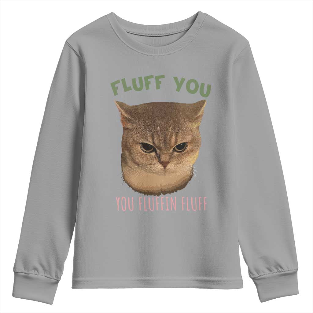 Cat Meme Youth Sweatshirt Funny Fluff You You Fluffin Fluff Cat Lover TS12 Sport Gray Print Your Wear