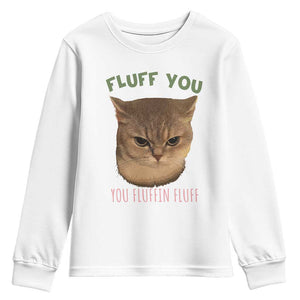 Cat Meme Youth Sweatshirt Funny Fluff You You Fluffin Fluff Cat Lover TS12 White Print Your Wear
