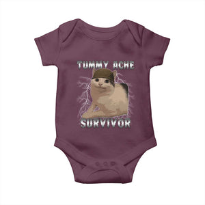 Tummy Ache Survivor Baby Onesie Cat Meme Humor Gift TS12 Maroon Print Your Wear