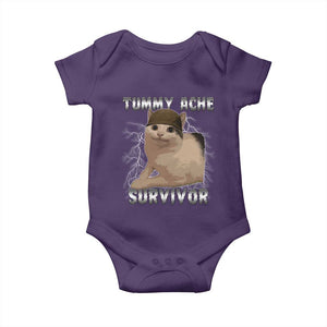 Tummy Ache Survivor Baby Onesie Cat Meme Humor Gift TS12 Purple Print Your Wear