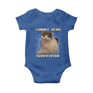 Tummy Ache Survivor Baby Onesie Cat Meme Humor Gift TS12 Royal Blue Print Your Wear