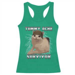 Tummy Ache Survivor Racerback Tank Top Cat Meme Humor Gift TS12 Irish Green Print Your Wear