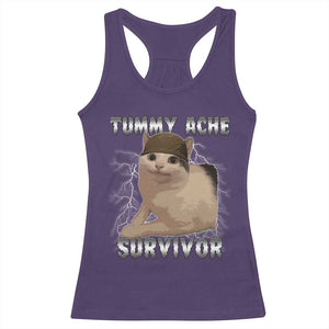 Tummy Ache Survivor Racerback Tank Top Cat Meme Humor Gift TS12 Purple Print Your Wear
