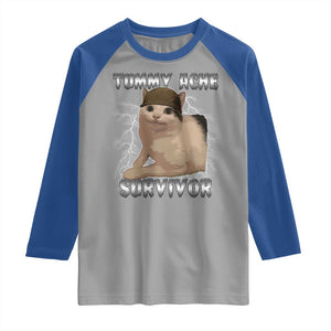 Tummy Ache Survivor Raglan Shirt Cat Meme Humor Gift TS12 Sport Gray Royal Print Your Wear