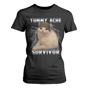 Tummy Ache Survivor T Shirt For Women Cat Meme Humor Gift TS12 Black Print Your Wear