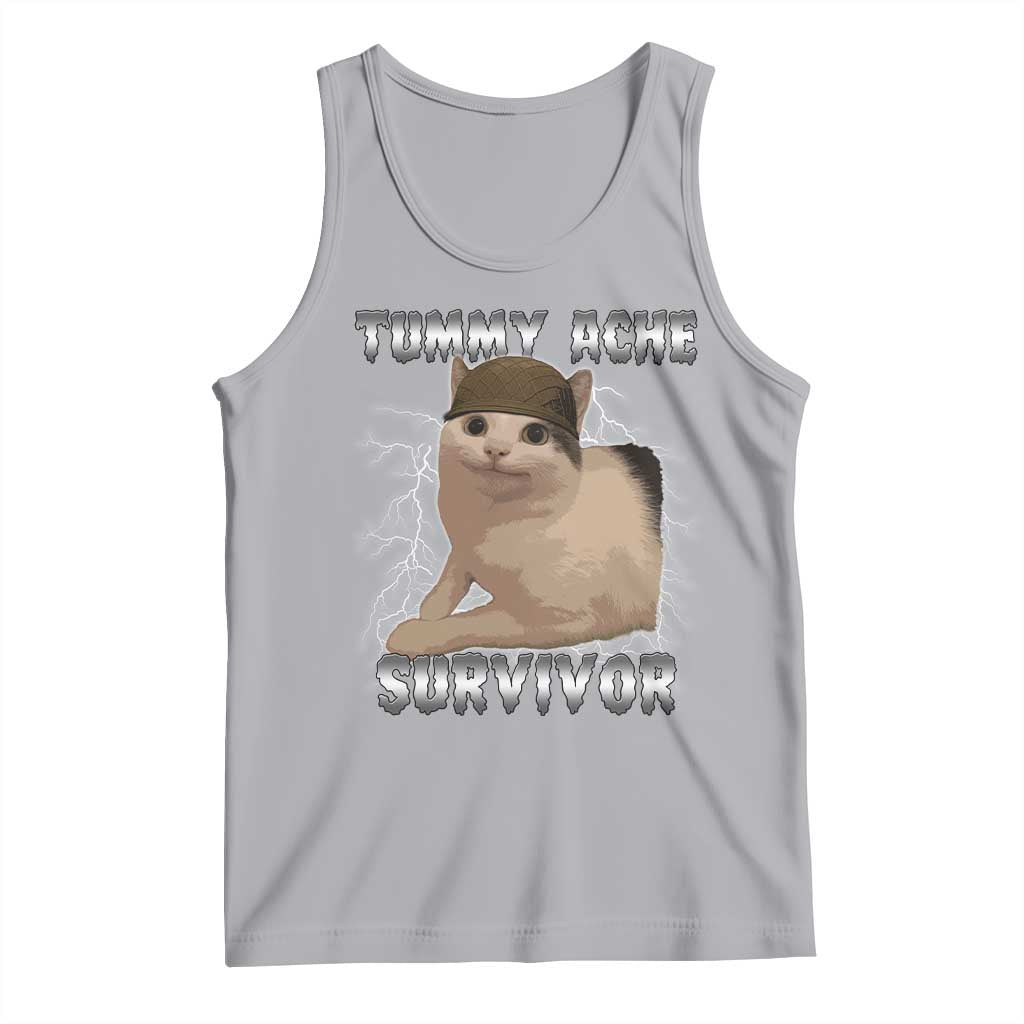 Tummy Ache Survivor Tank Top Cat Meme Humor Gift TS12 Athletic Heather Print Your Wear