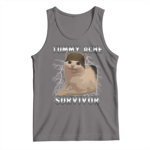 Tummy Ache Survivor Tank Top Cat Meme Humor Gift TS12 Deep Heather Print Your Wear