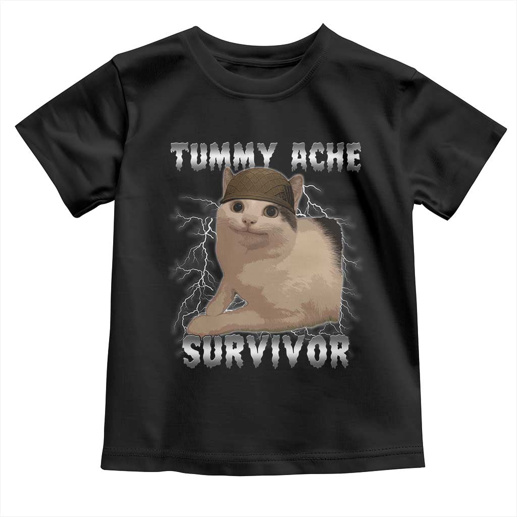 Tummy Ache Survivor Toddler T Shirt Cat Meme Humor Gift TS12 Black Print Your Wear