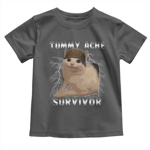 Tummy Ache Survivor Toddler T Shirt Cat Meme Humor Gift TS12 Dark Heather Print Your Wear