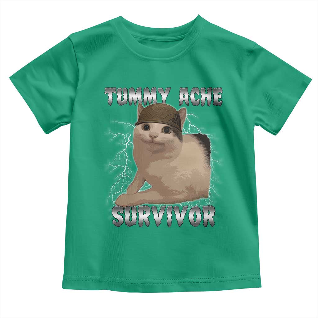 Tummy Ache Survivor Toddler T Shirt Cat Meme Humor Gift TS12 Irish Green Print Your Wear