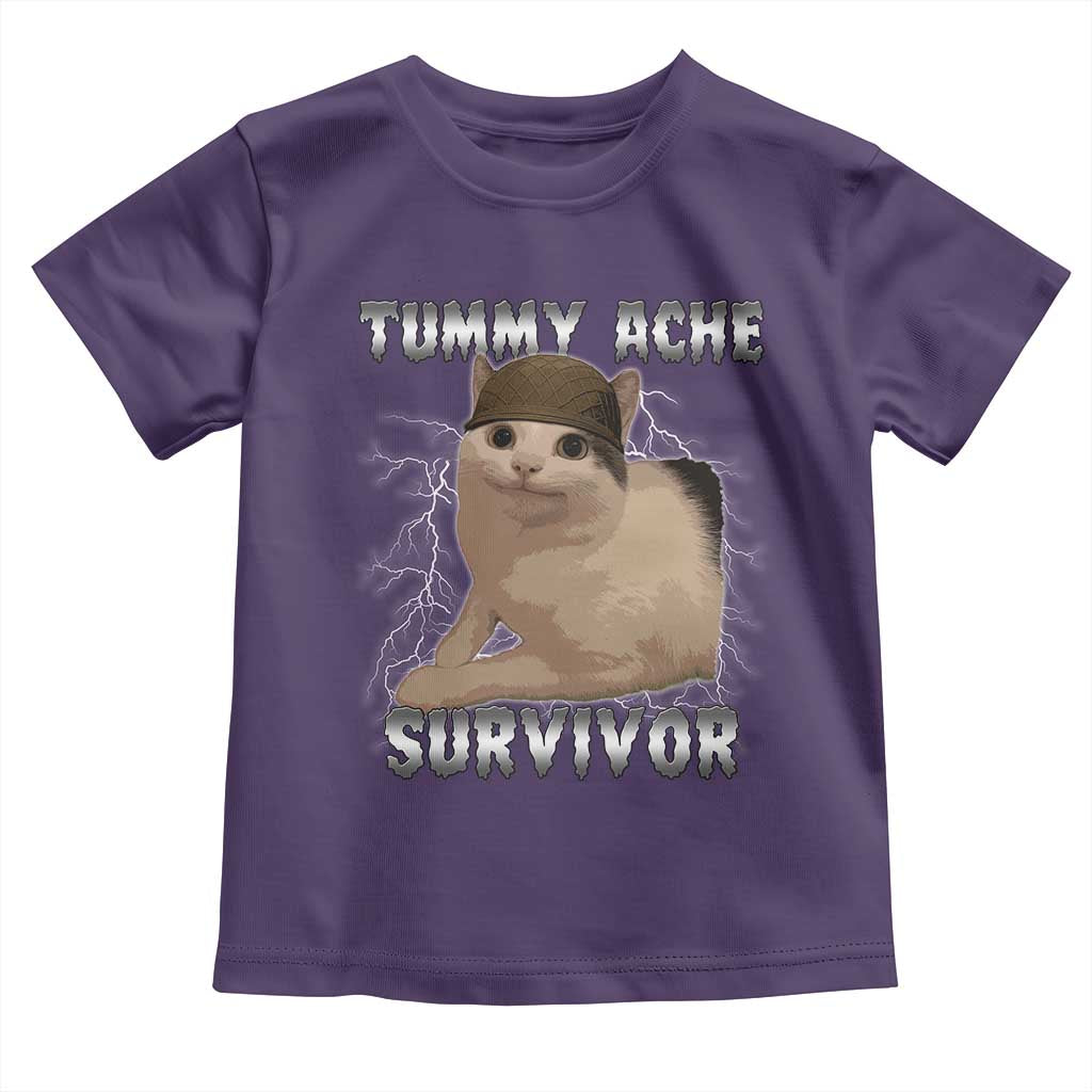 Tummy Ache Survivor Toddler T Shirt Cat Meme Humor Gift TS12 Purple Print Your Wear