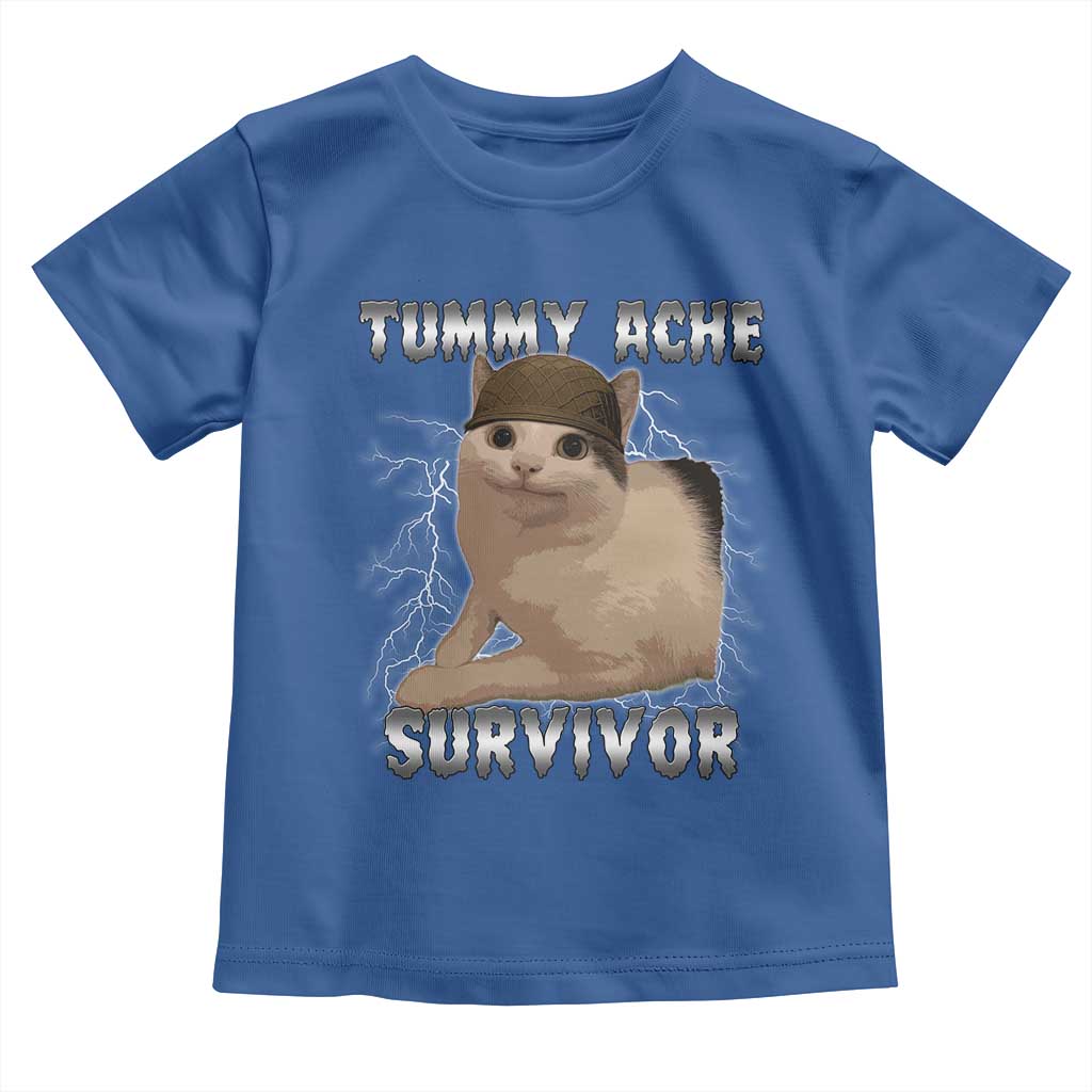 Tummy Ache Survivor Toddler T Shirt Cat Meme Humor Gift TS12 Royal Blue Print Your Wear