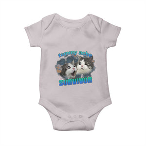 Tummy Ache Survivor Baby Onesie Funny Cat Meme For Cat Lover TS12 Ice Gray Print Your Wear
