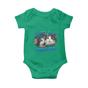 Tummy Ache Survivor Baby Onesie Funny Cat Meme For Cat Lover TS12 Irish Green Print Your Wear