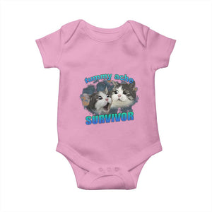 Tummy Ache Survivor Baby Onesie Funny Cat Meme For Cat Lover TS12 Light Pink Print Your Wear