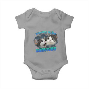 Tummy Ache Survivor Baby Onesie Funny Cat Meme For Cat Lover TS12 Sport Gray Print Your Wear