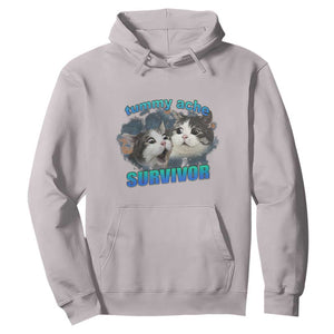 Tummy Ache Survivor Hoodie Funny Cat Meme For Cat Lover TS12 Ice Gray Print Your Wear