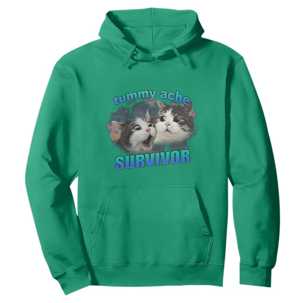 Tummy Ache Survivor Hoodie Funny Cat Meme For Cat Lover TS12 Irish Green Print Your Wear