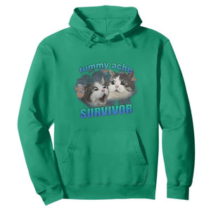 Tummy Ache Survivor Hoodie Funny Cat Meme For Cat Lover TS12 Irish Green Print Your Wear