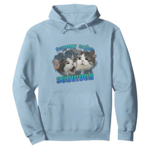 Tummy Ache Survivor Hoodie Funny Cat Meme For Cat Lover TS12 Light Blue Print Your Wear
