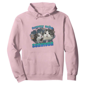 Tummy Ache Survivor Hoodie Funny Cat Meme For Cat Lover TS12 Light Pink Print Your Wear
