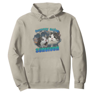 Tummy Ache Survivor Hoodie Funny Cat Meme For Cat Lover TS12 Sand Print Your Wear