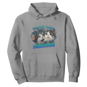 Tummy Ache Survivor Hoodie Funny Cat Meme For Cat Lover TS12 Sport Gray Print Your Wear