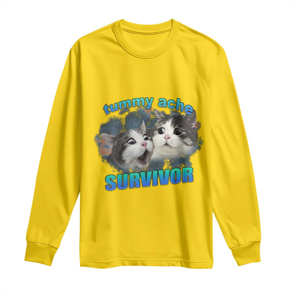 Tummy Ache Survivor Long Sleeve Shirt Funny Cat Meme For Cat Lover TS12 Daisy Print Your Wear