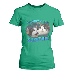 Tummy Ache Survivor T Shirt For Women Funny Cat Meme For Cat Lover TS12 Irish Green Print Your Wear