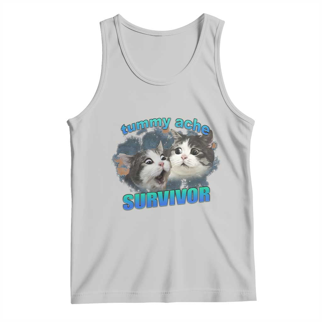 Tummy Ache Survivor Tank Top Funny Cat Meme For Cat Lover TS12 Ash Print Your Wear