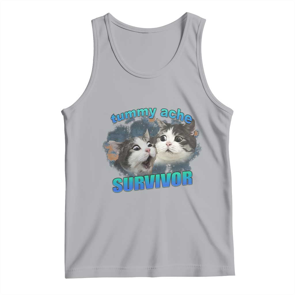 Tummy Ache Survivor Tank Top Funny Cat Meme For Cat Lover TS12 Athletic Heather Print Your Wear