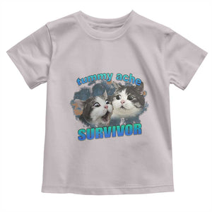 Tummy Ache Survivor Toddler T Shirt Funny Cat Meme For Cat Lover TS12 Ice Gray Print Your Wear