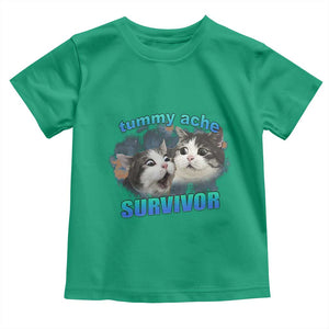 Tummy Ache Survivor Toddler T Shirt Funny Cat Meme For Cat Lover TS12 Irish Green Print Your Wear