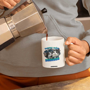 Tummy Ache Survivor Coffee Mug Funny Cat Meme For Cat Lover TS12 Print Your Wear