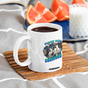 Tummy Ache Survivor Coffee Mug Funny Cat Meme For Cat Lover TS12 Print Your Wear